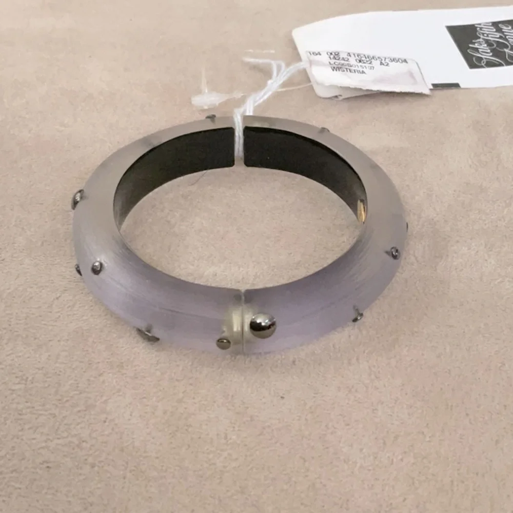 **Alexis Bittar Lavender Hue Lucite with Chrome Studs Hinged Bracelet** - Picture 2 of 4